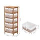 image 3 of HOMCOM 5 Drawer Wicker Basket Storage Shelf Unit Wooden Frame Home Natural