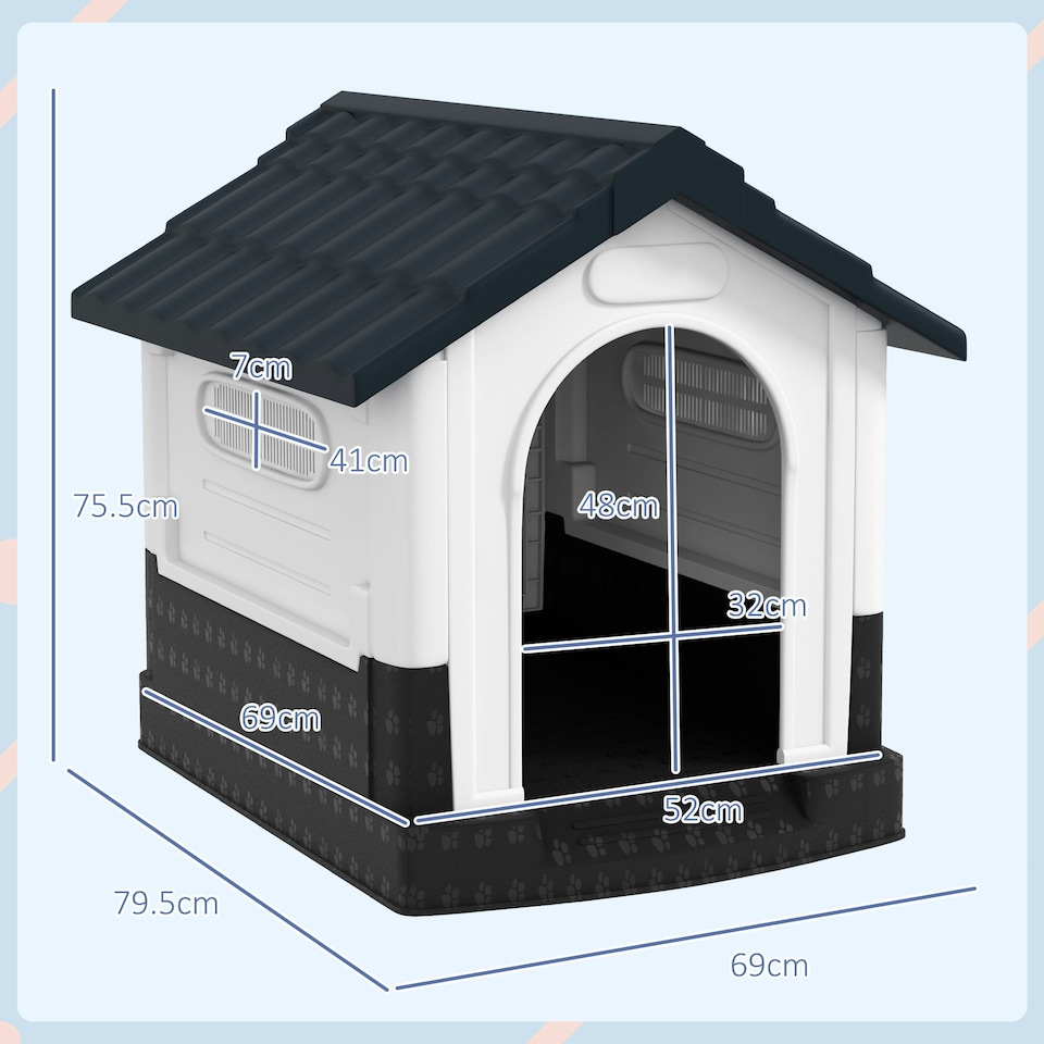 image 1 of PawHut Dog Kennel for Outside, for XS and S Dogs, 80 x 69 x 76cm, Grey