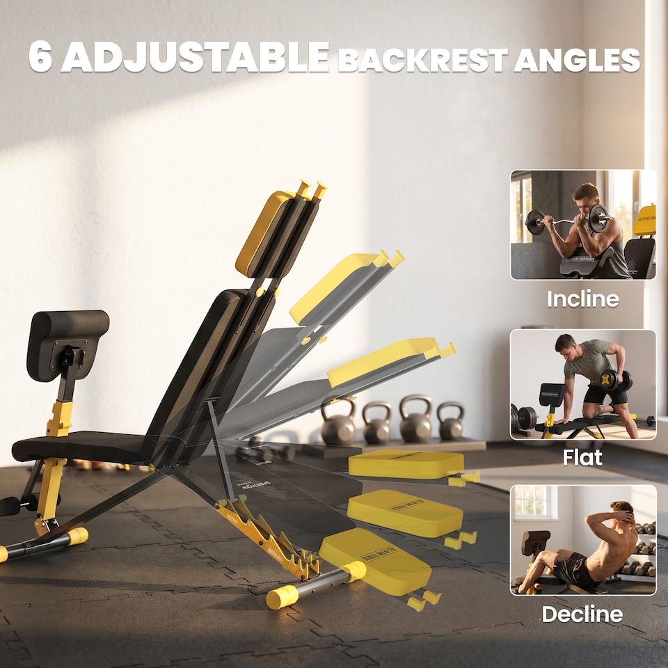image 1 of SPORTNOW Adjustable Weight Bench with 6 Backrest Positions, Leg Extension