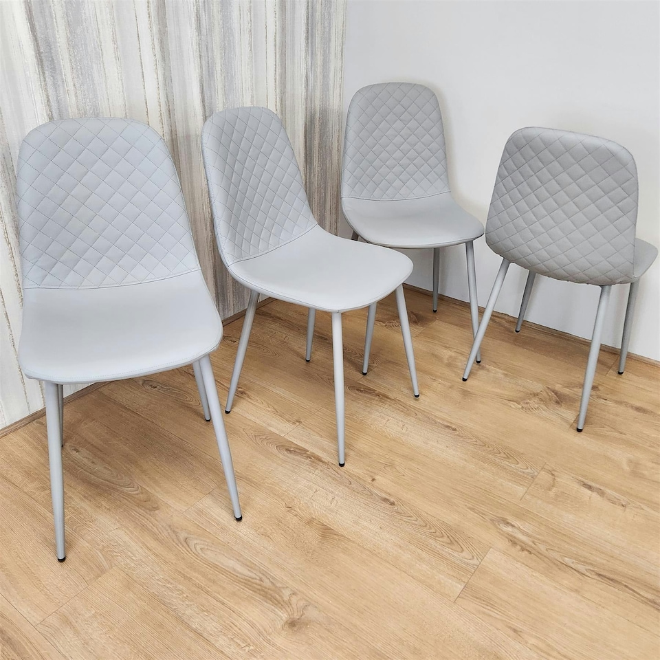 image 1 of Dining Chairs Set of 4 Grey Leather Kitchen Chairs Grey