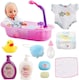 image 6 of Baby Doll Bath Time Play Set with Real Water Faucet Function 13 Inch Doll