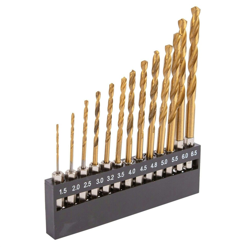 Blackspur 13pc Titanium Coated Steel Hex Shank Drill Bit Set - 1.5-6.5mm