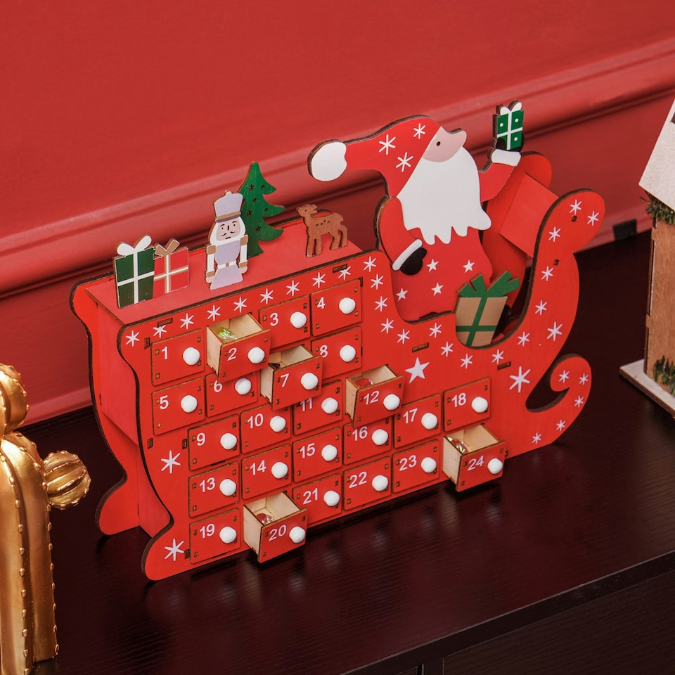image 1 of HOMCOM Advent Calendar, Christmas Countdown Calendar with 24 Drawers