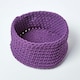image 2 of Homescapes Deep Purple Cotton Knitted Round Storage Basket - 37 x 21 cm Purple | M