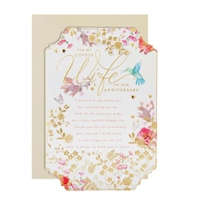 Pink Traditional Floral Design with Heartfelt Verse Wife Anniversary Card