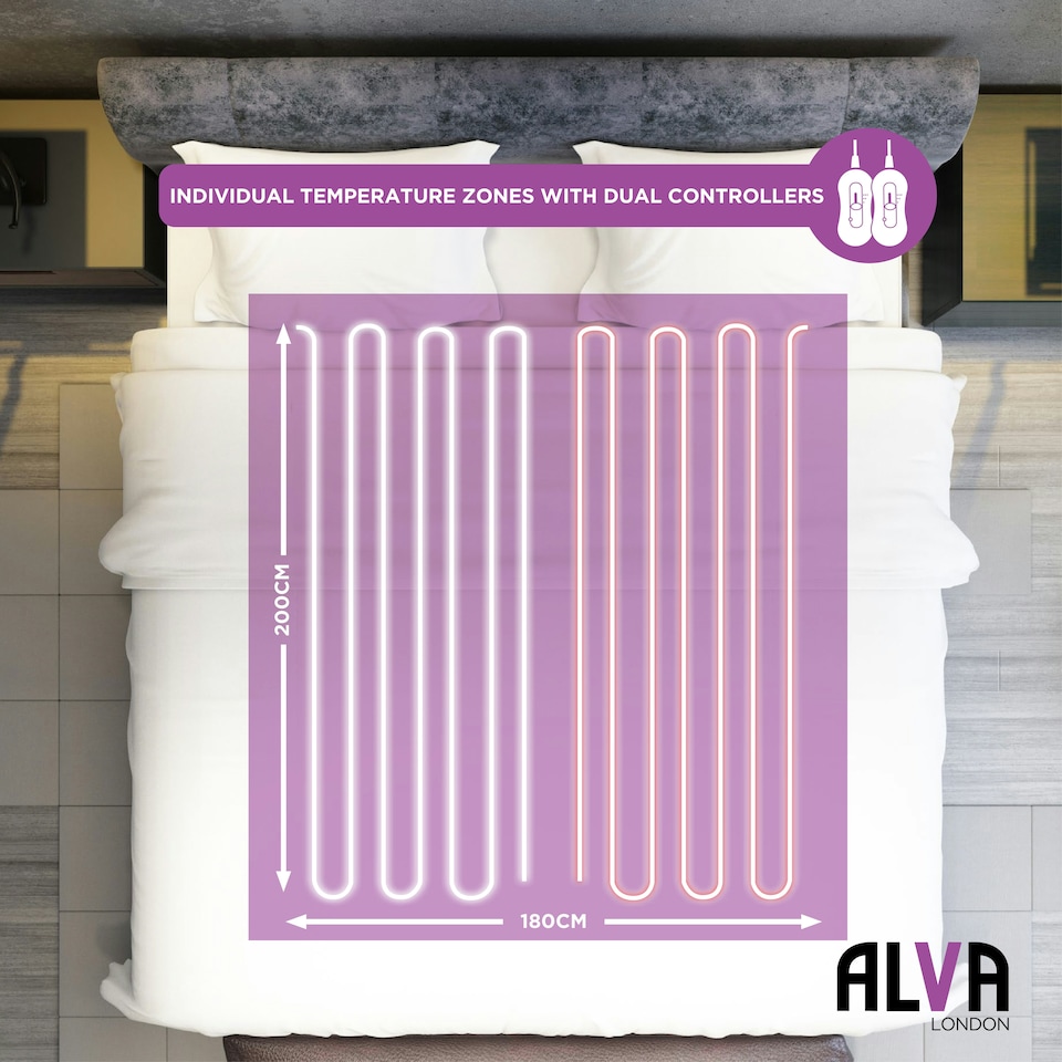 image 1 of Electric Under Blanket -EBUK215- King- Tie-Down - 200x 150x 0.1cm - x2 Single Controller White