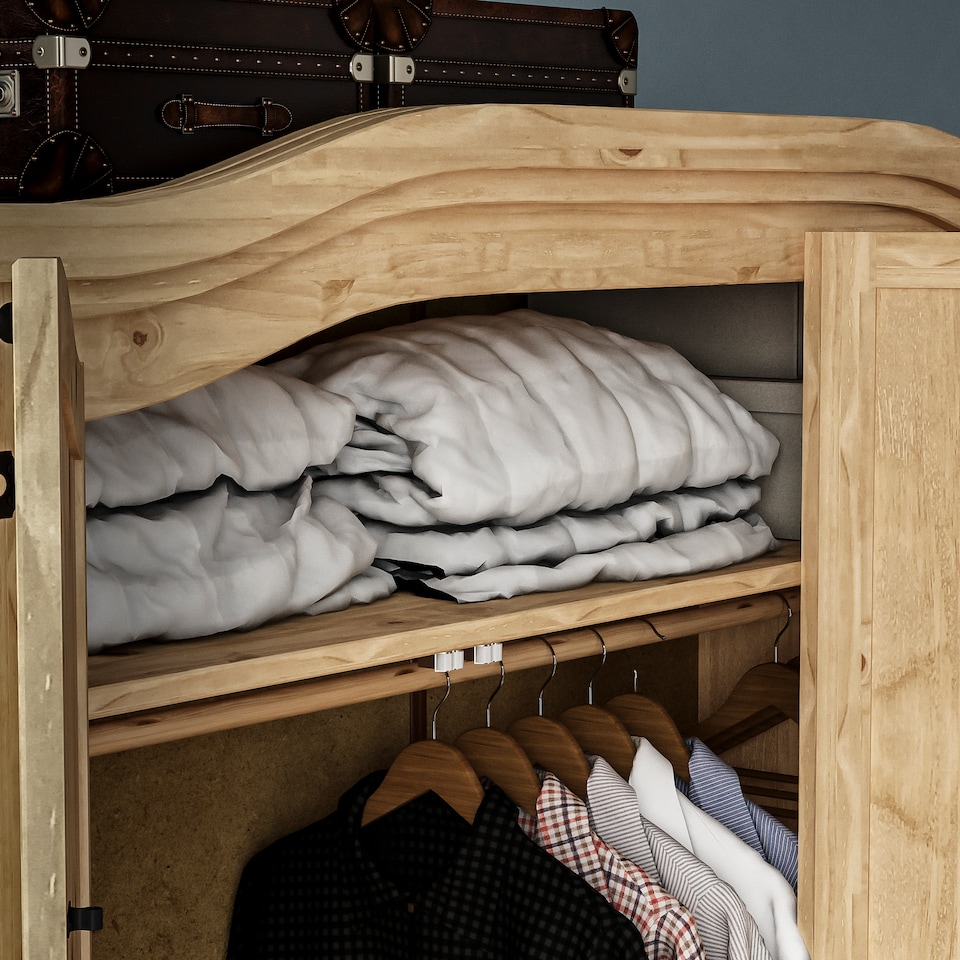 image 1 of Vida Designs Corona 3 Door Wardrobe With Shelf & Clothes Rail, Solid Pine Wood