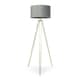 image 4 of ValueLights Aero Polished Gold Floor Lamp with Large Grey Drum Shade and LED Bulb | Grey
