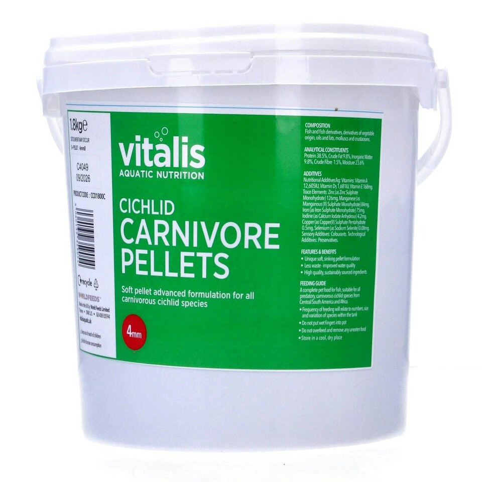 image 1 of Vitalis Cichlid Carnivore Pellets - 4mm Pellets Multi
