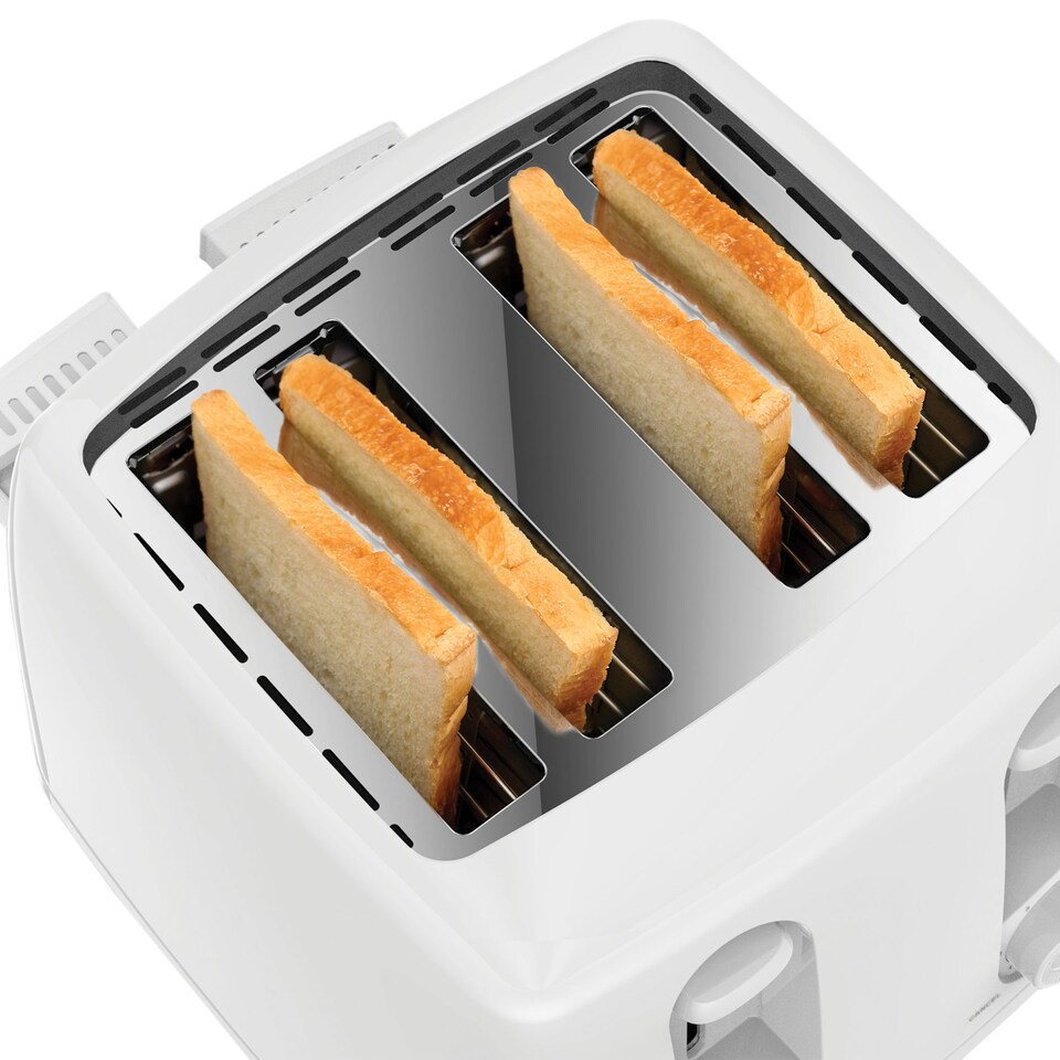 image 1 of Igenix 4 Slice Toaster, 1300W Power, 100 x 100mm Toasting Slots, 6 Variable Browning Levels, Integrated Browning Control Dial with Cancel Function, Removable Crumb Tray, Cord Storage, White