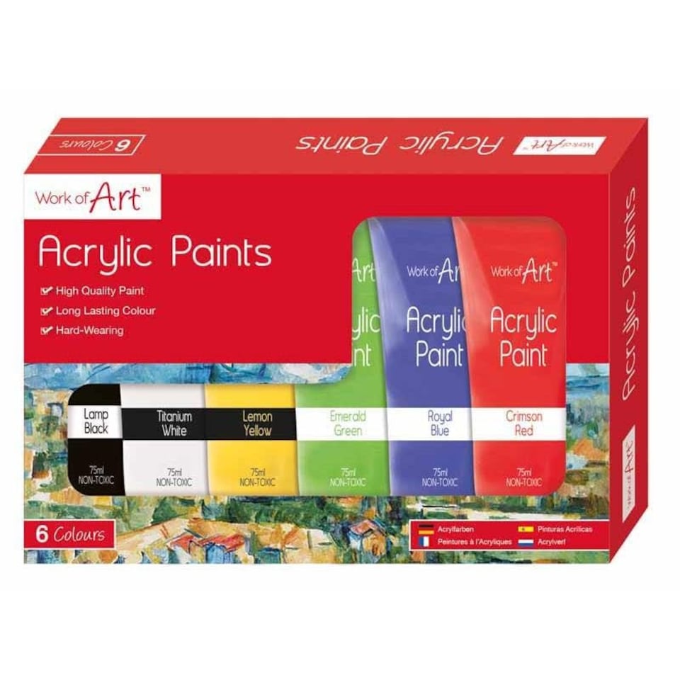 image 1 of Pack of 6 75ml Acrylic Paints
