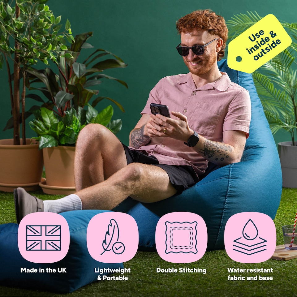image 1 of icon Dalton Water-Resistant High Back Beanbag and Footstool, Teal