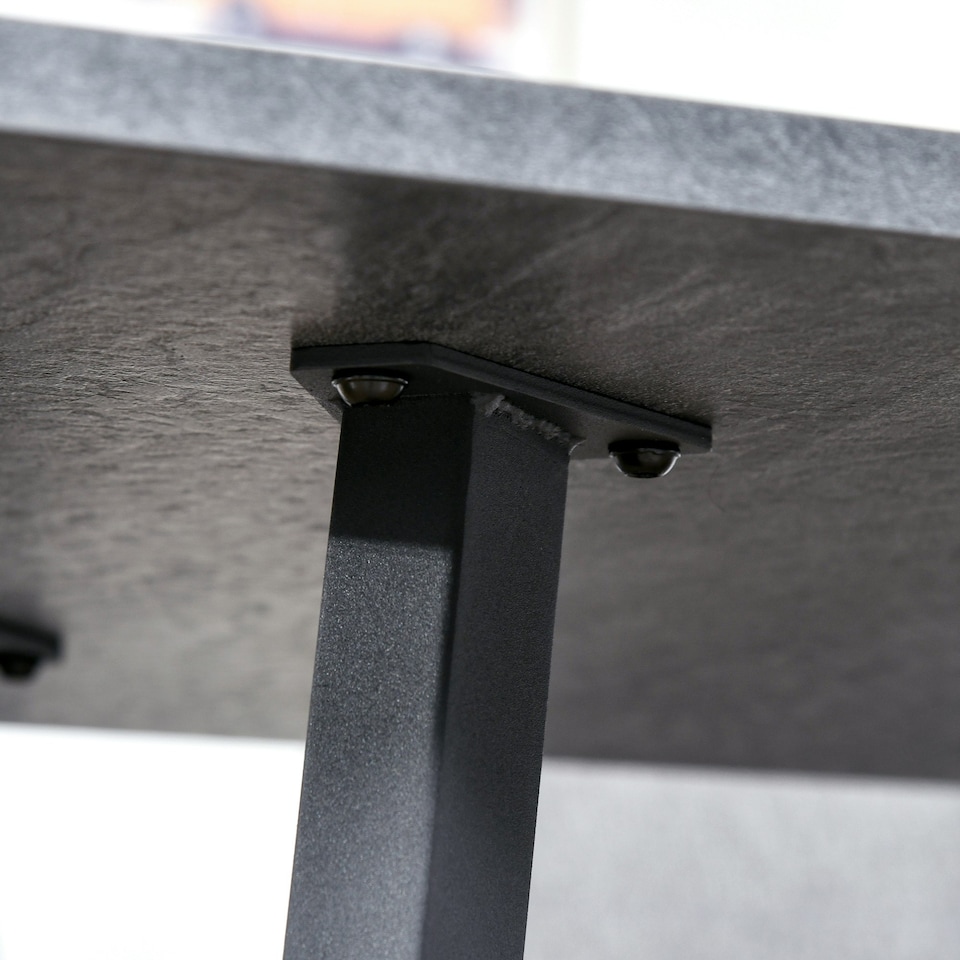 image 1 of HOMCOM Modern Rectangular Dining Table with Metal Legs Indoor, Dark Grey