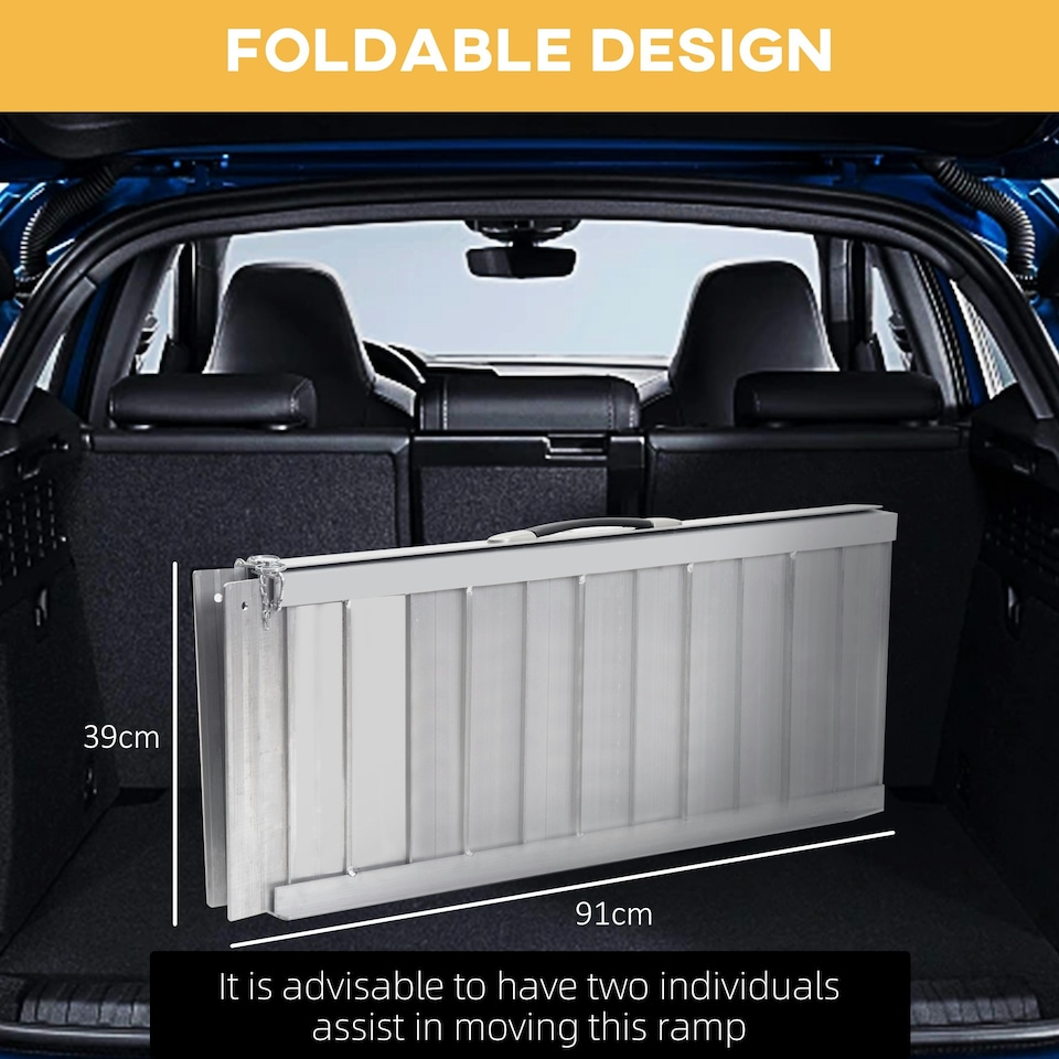 image 1 of HOMCOM 3ft Aluminium Folding Wheelchair Ramp Equipment Mobility Suitcase