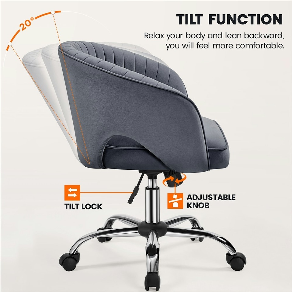 image 1 of Yaheetech Swivel Home Office Chair with Tufted Barrel Back Grey | Dark Grey