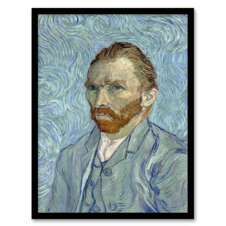 image 1 of Vincent van Gogh Framed Wall Art Print Artist 1889 Self Portrait Home Décor