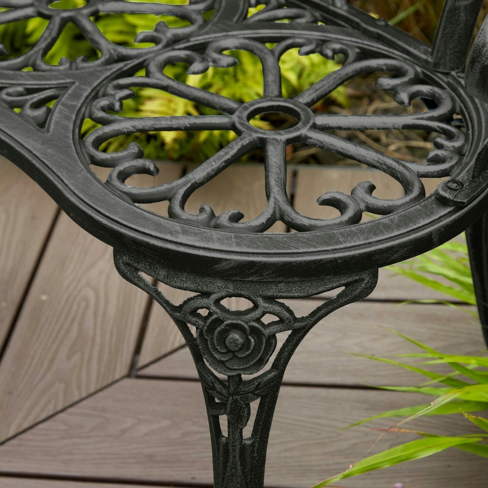 image 1 of Cast Aluminium Garden Bench Metal Frame 2 Seater Patio Chair Outdoor Seating