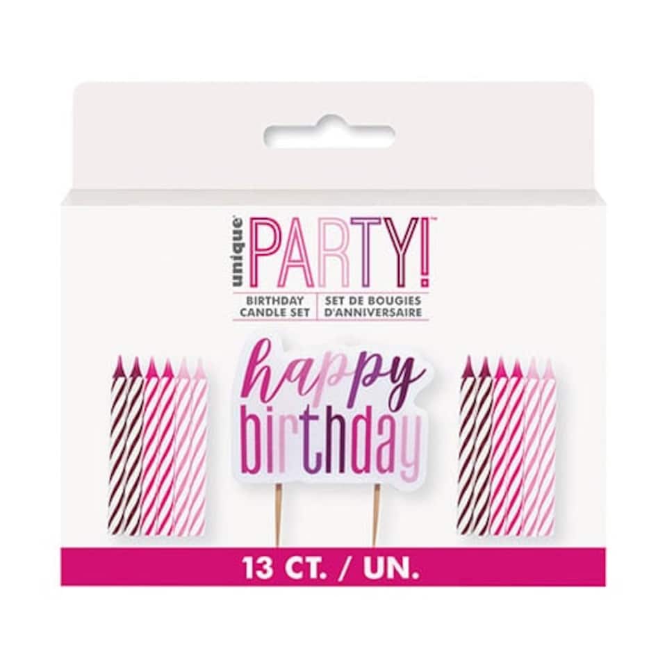 Pink Glitz Happy Birthday Candle Set