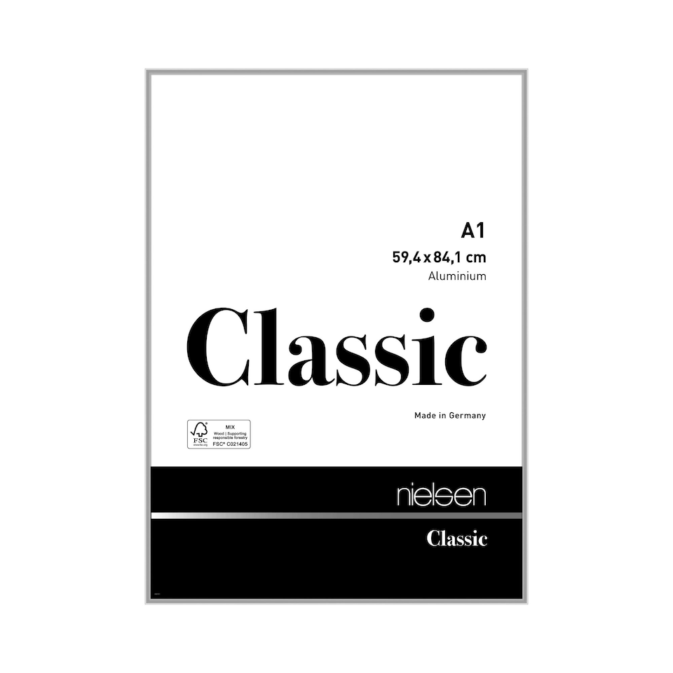 image 1 of Nielsen Classic Aluminium Picture Frame - Polished Silver - A1 (59.4cm x 84.1cm)