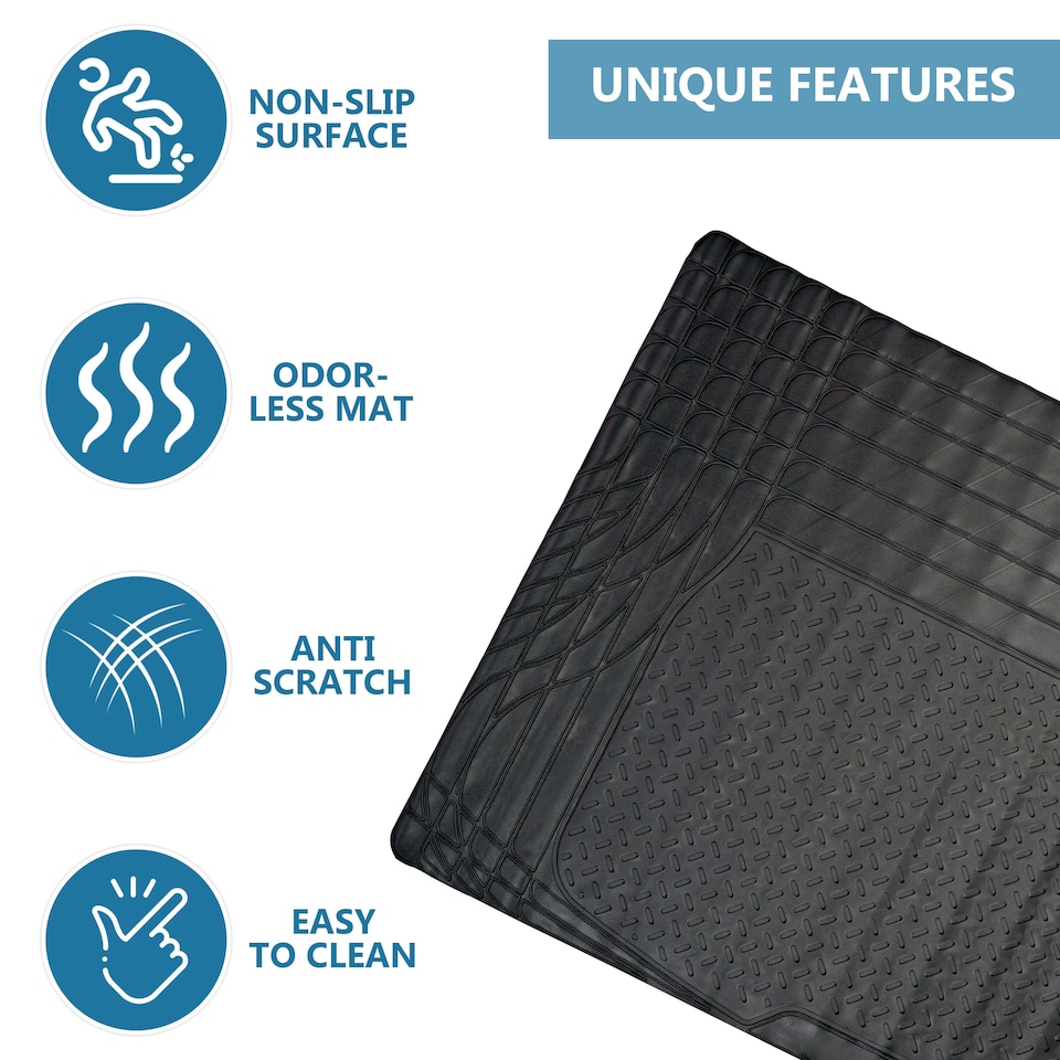 image 1 of Universal Car Mat Fit Vehicle Boot Rubber Liner Slip Resistant Mat Cut to Size