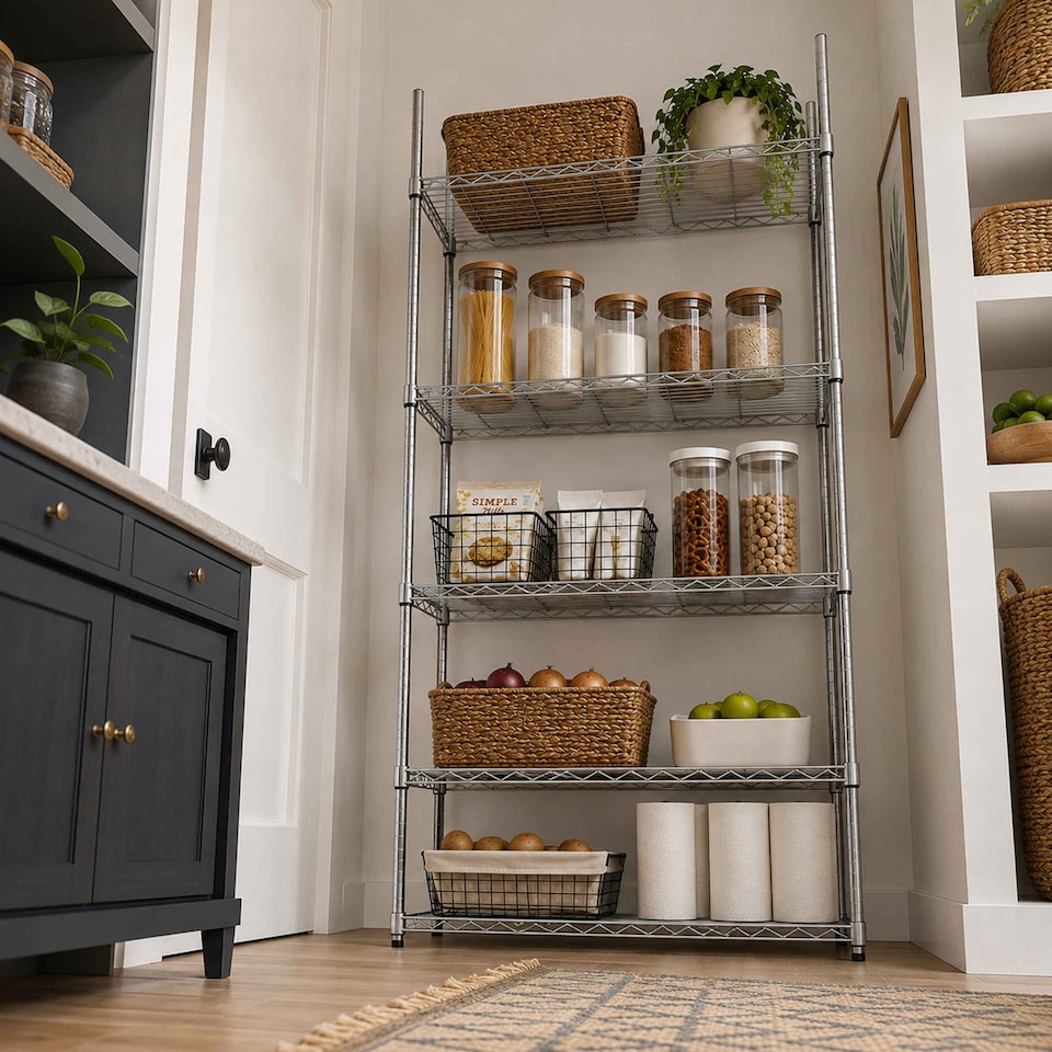 image 1 of 5 Tier Heavy Duty Steel Wire Rack Shelf Storage Shelving Unit