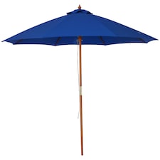 Outsunny 2.5m Wooden Garden Parasol Outdoor Umbrella Canopy w/ Vent Blue