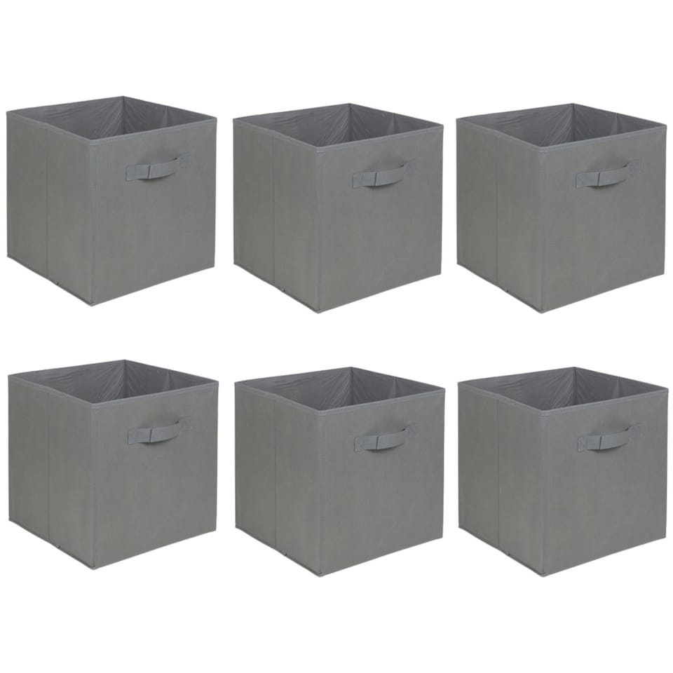 image 1 of Foldable Collapsible Fabric Storage Box Cubes | Grey | Charcoal & Set of 6 | 6