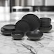 image 7 of Coloured Stone Ceramic Dinnerware Crockery Plates Bowls Dining Set | Black | 16 Pcs Black | 16