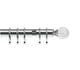 image 1 of 35mm Fixed Length Metal Curtain Pole Set Chrome Segmented Ball Finial 300cm | Silver | Silver