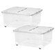 image 1 of 1 x 30 Litre Strong Stackable Home Office Folding Split Lid Storage Container With Wheels Clear