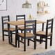 image 2 of Texas Rectangular Dining Table with Metal Legs and 4 Linea Ladder Back Chairs - Antique Waxed Pine/Black - Flat Packed Brown