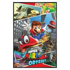 Gloss Black Framed Super Mario Odyssey Collage Maxi Poster Framed Poster