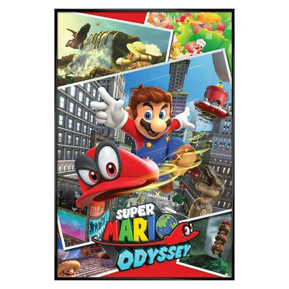 image 1 of Gloss Black Framed Super Mario Odyssey Collage Maxi Poster Framed Poster