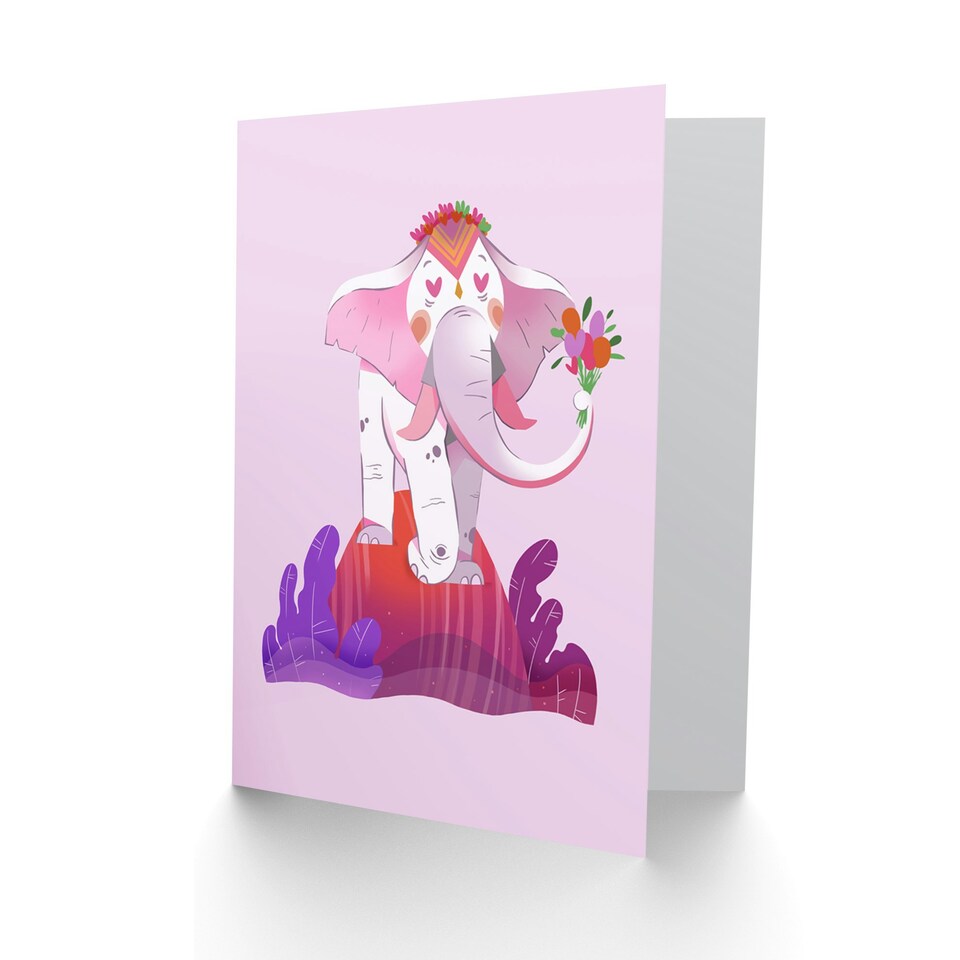 image 1 of Flowers Elephant Kids Birthday Child Kids Card