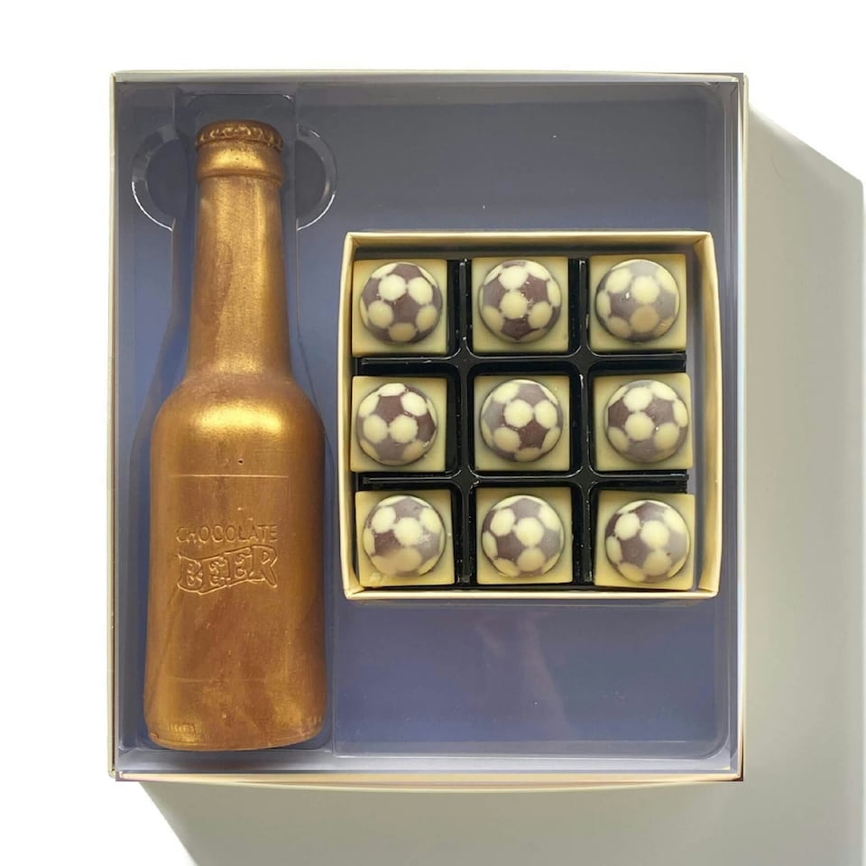 image 1 of Chocolate Beer Bottle And Footballs