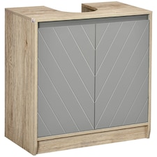 HOMCOM 60x60cm Under-Sink Storage Cabinet w/ Adjustable Shelf 2 Doors Cabinet 