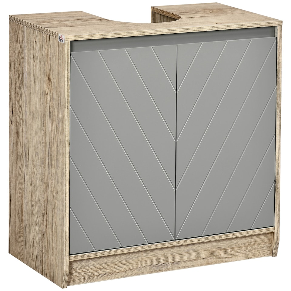 image 1 of HOMCOM 60x60cm Under-Sink Storage Cabinet w/ Adjustable Shelf 2 Doors Cabinet 