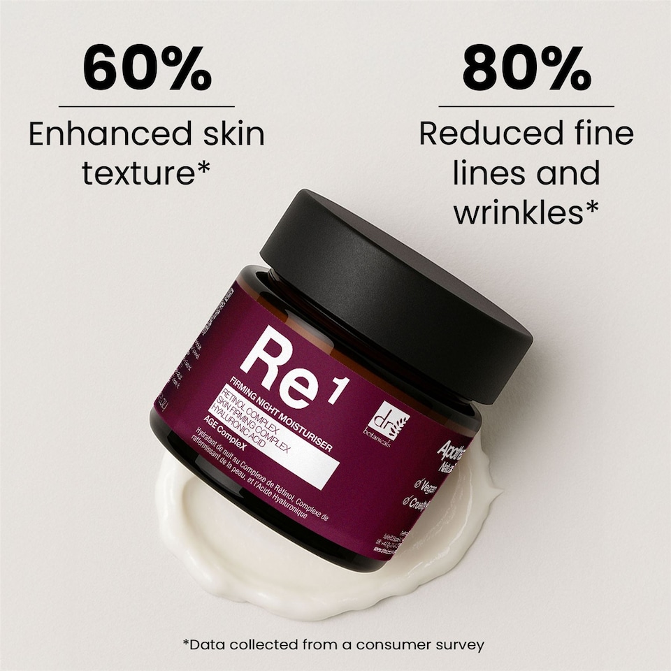 image 1 of Dr. Botanicals Retinol Complex 1% Hyaluronic Acid 1% Anti-Ageing Night Moisturiser 60ml for Fine Lines, Wrinkles, Loss of Firmness