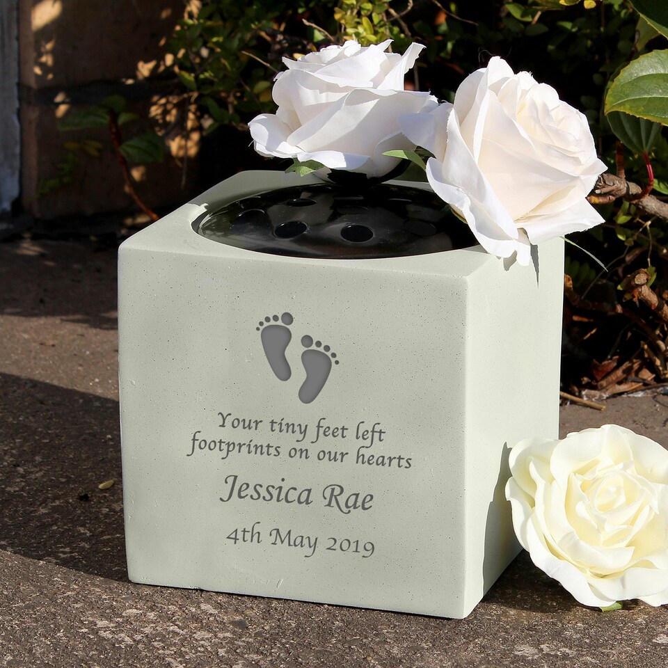 image 1 of Personalised Footprints Memorial Vase