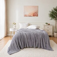 Large Ribbed Fleece Throw Blanket – Supersoft, Cosy & Stylish | 200 x 240cm