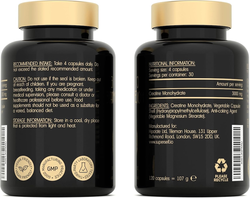 image 1 of SuperSelf Creatine Monohydrate 3000mg 120 Capsules