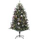 image 1 of HOMCOM 5ft Artificial Prelit Christmas Tree with Warm White LED Lights and 486 Tips, Metal Stand, Xmas Tree with Purple Ornaments for Home Office Holiday