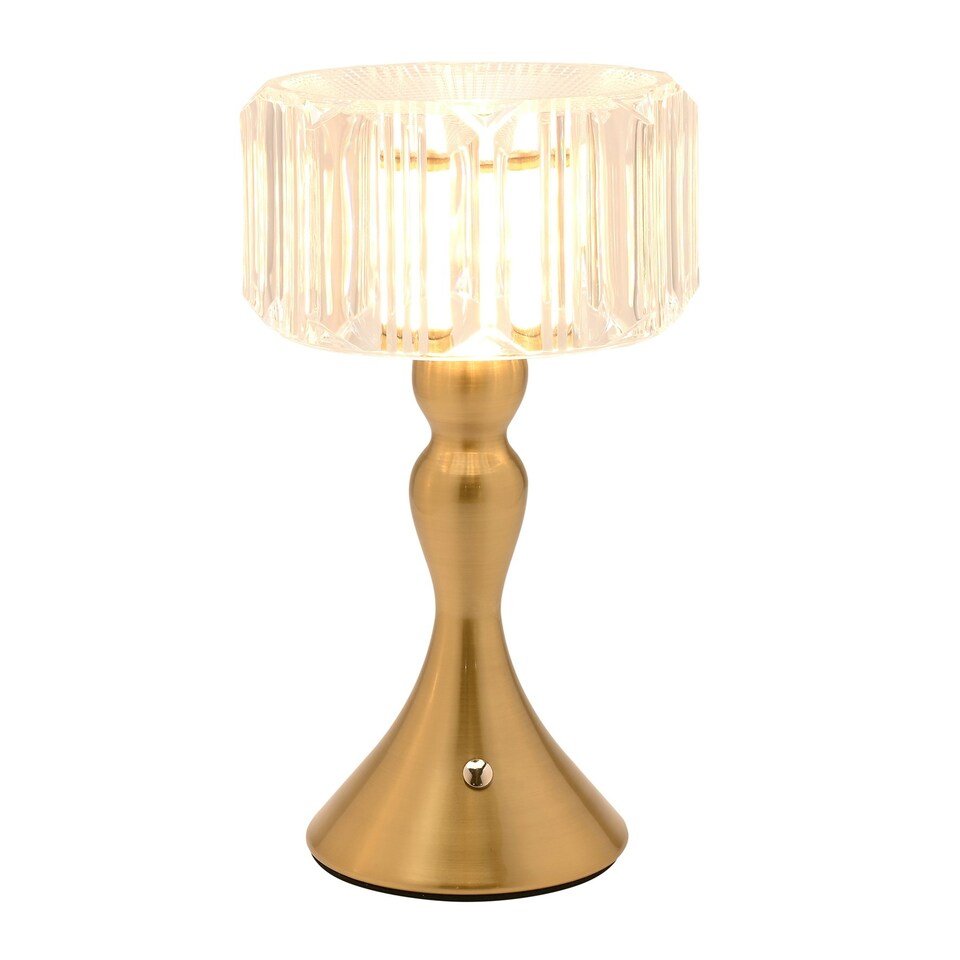 image 1 of Hestia Crystal Effect USB Touch Table Lamp with Curved Bronze Base