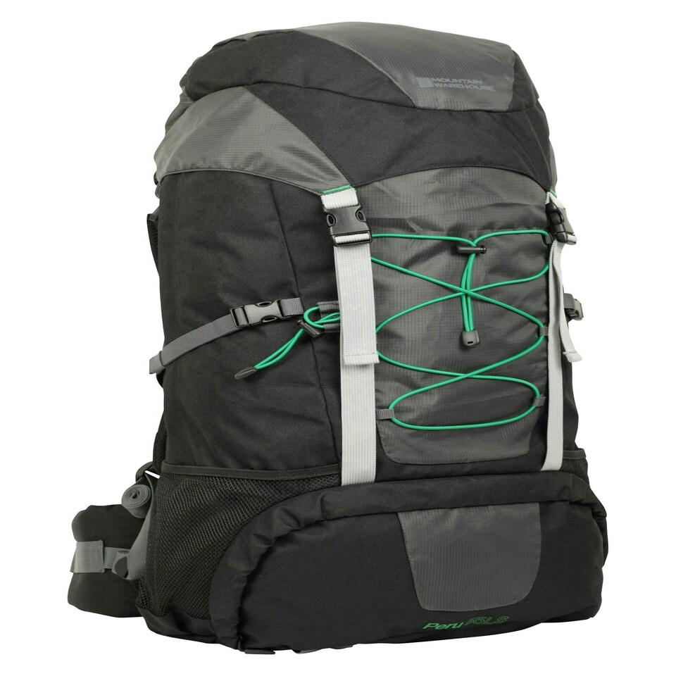 image 1 of Mountain Warehouse Peru Backpack Padded Ripstop Zipped Pockets Hiking Rucksack Grey | Charcoal
