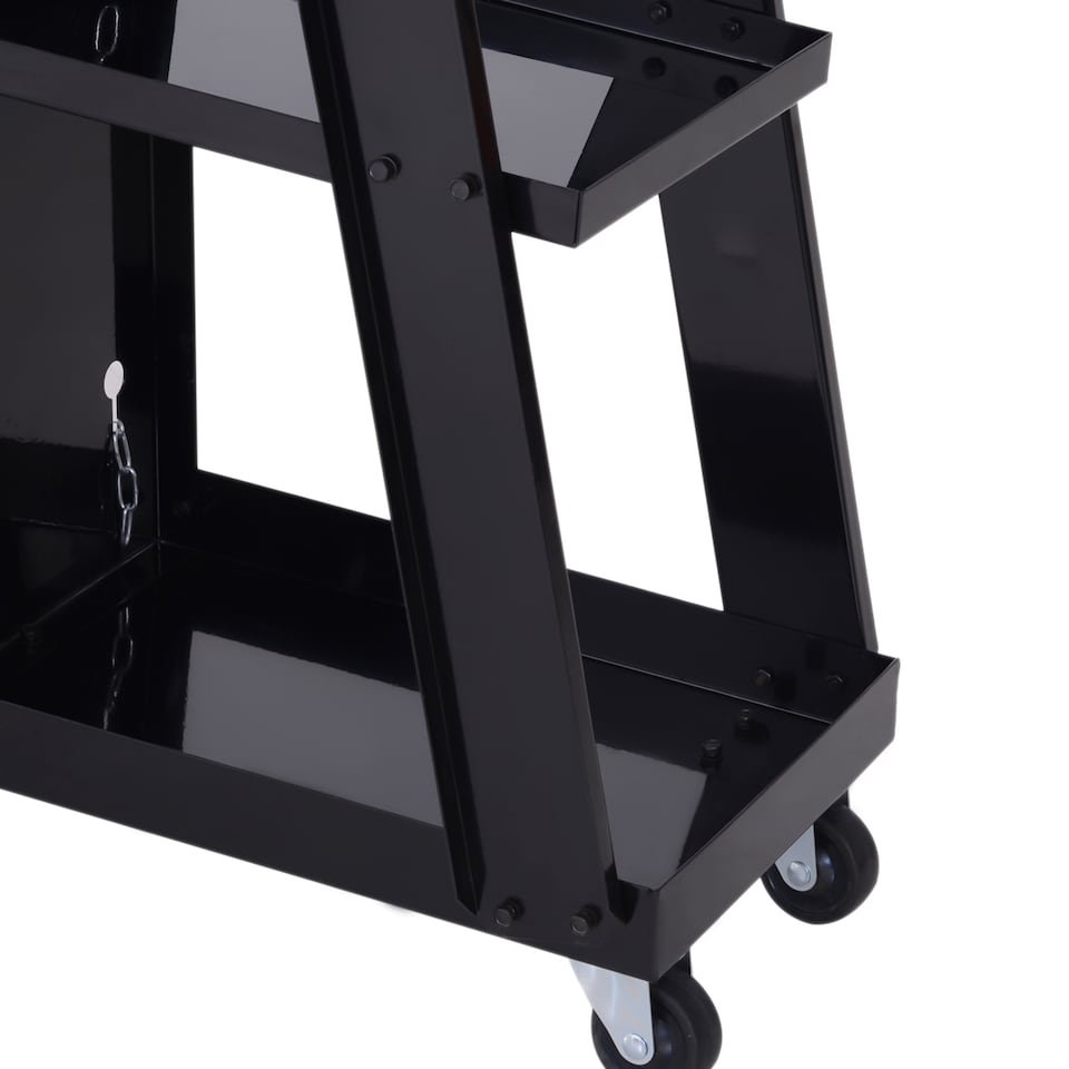 image 1 of DURHAND Welding Cart Welder Trolley Garage for Gas Bottles w  Safety Chain, Wheels, Black
