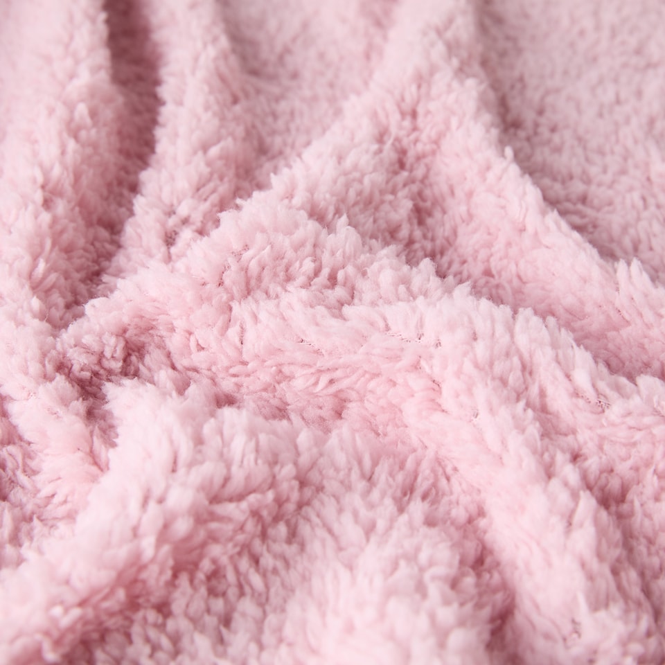 image 1 of OHS 25cm Deep Fitted Soft Teddy Fleece Thermal Warm Bed Sheet, King - Blush Pink