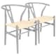 image 1 of Nicholas Winter Beech Wooden Scandi Danish Style Dining Chairs - Grey - Set of 2 - Solid Wood Chair Armchair Dining Chair Club Chair Side Chair Grey