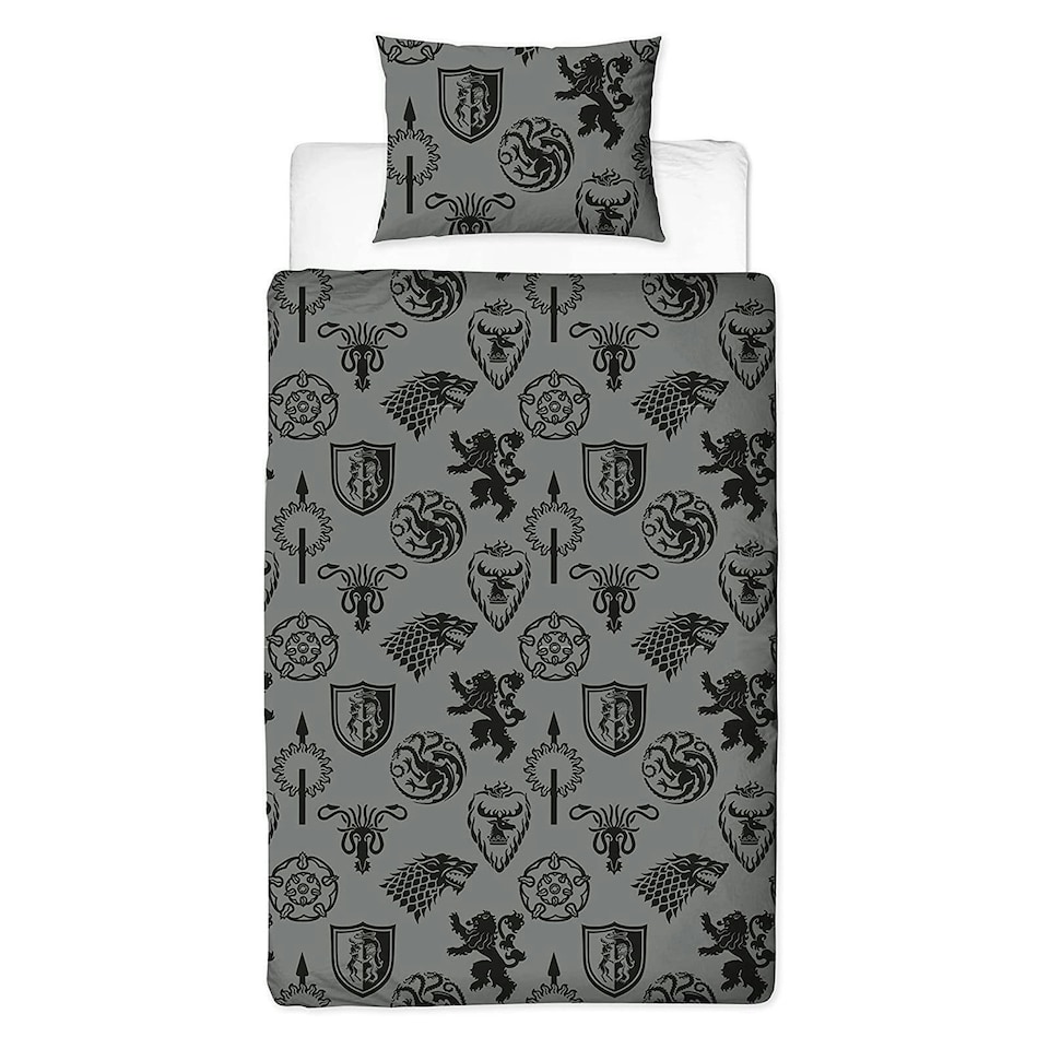 image 1 of Game of Thrones Icons Duvet Cover Set - Grey - Single Grey | Single