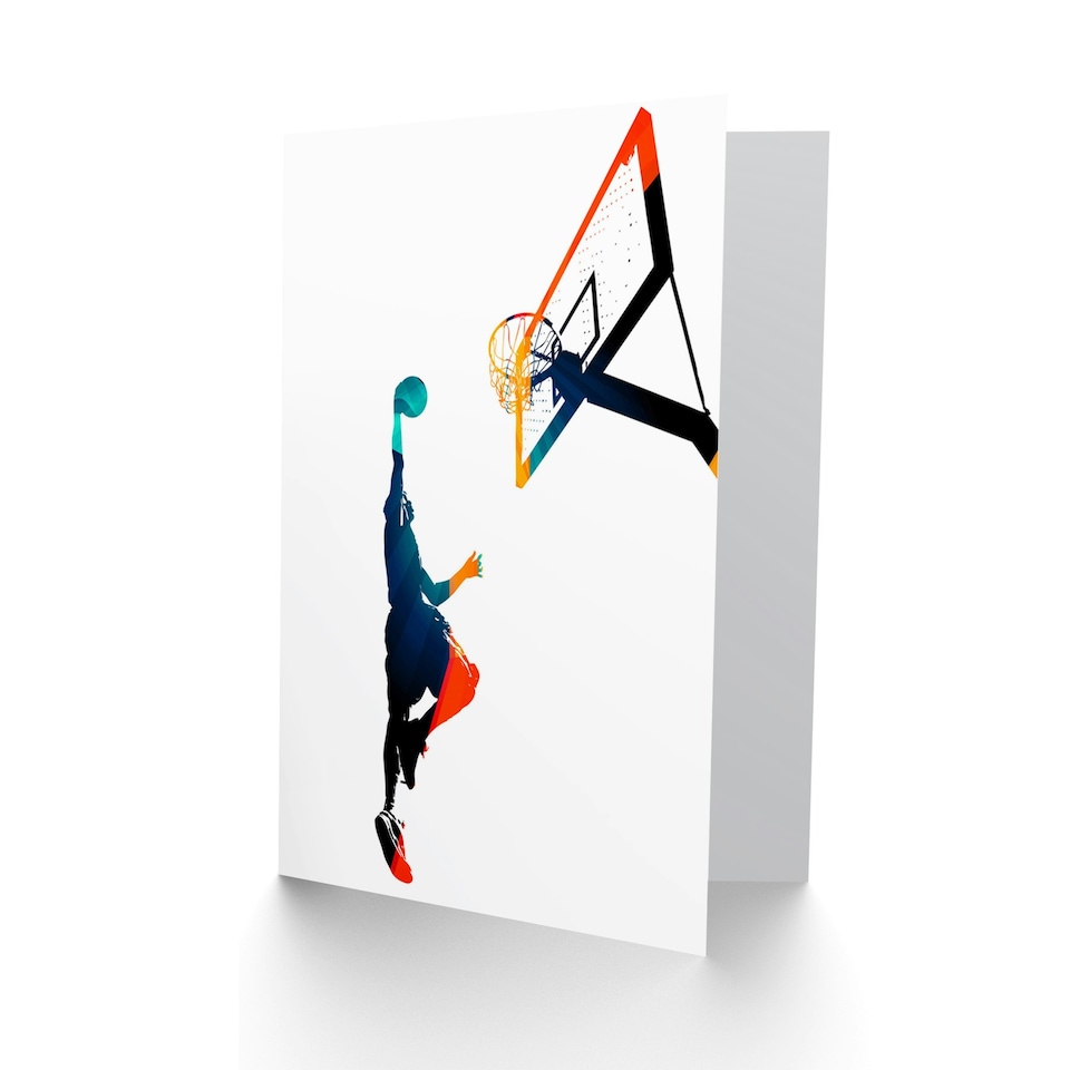 image 1 of Basketball Slam Dunk Hoop Kids Adult Birthday Card