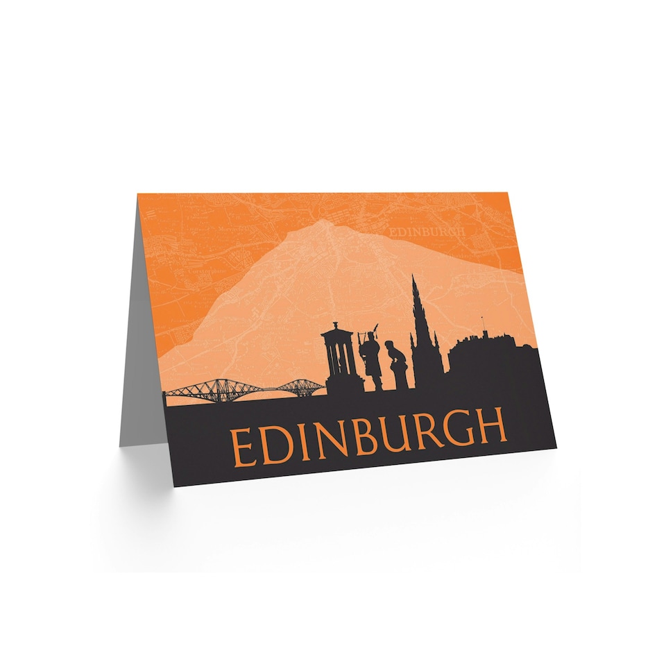 image 1 of Cityscape Edinburgh Scotland Orange Scottish Scotland Card